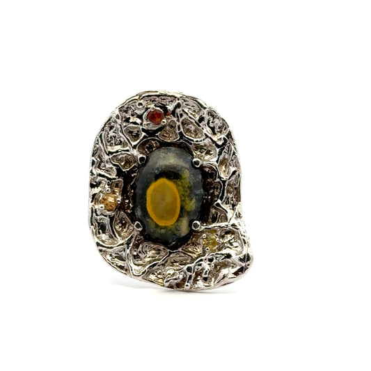 Bumble Bee Jasper & Sapphire Ring