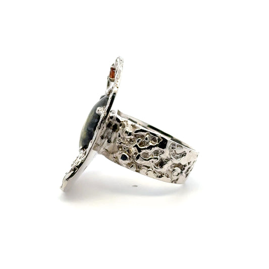 Bumble Bee Jasper & Sapphire Ring