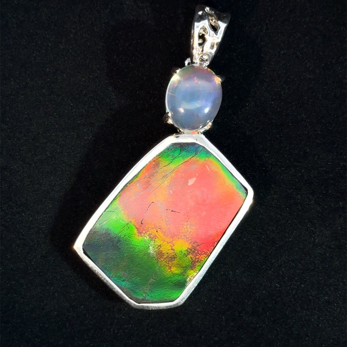 Ammolite & Mexican Jelly Opal Pendant