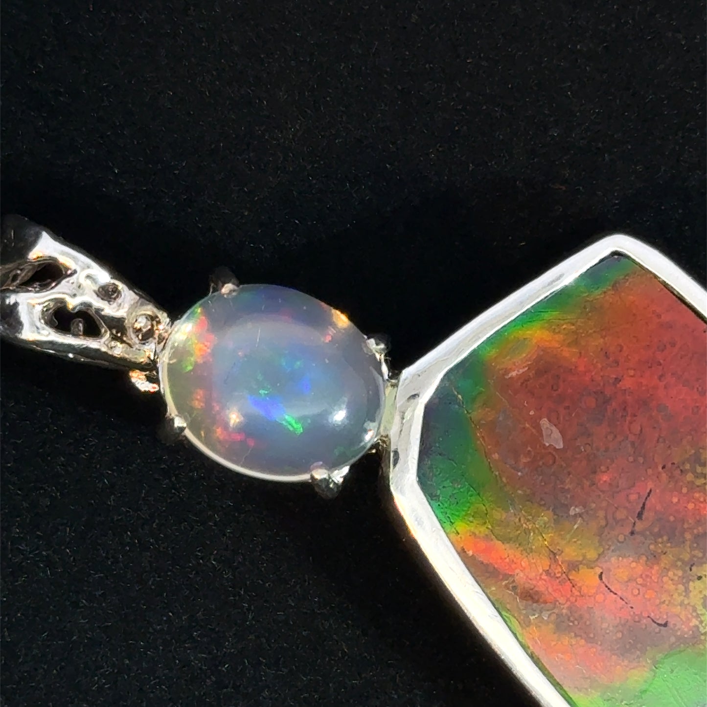 Ammolite & Mexican Jelly Opal Pendant
