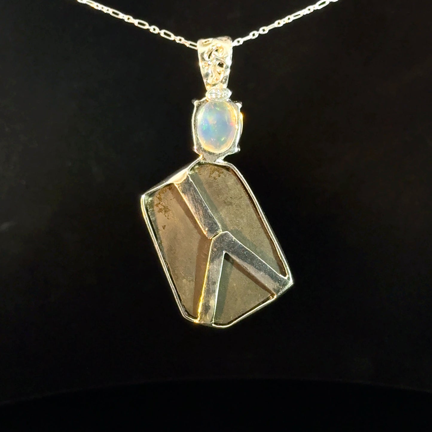 Ammolite & Mexican Jelly Opal Pendant