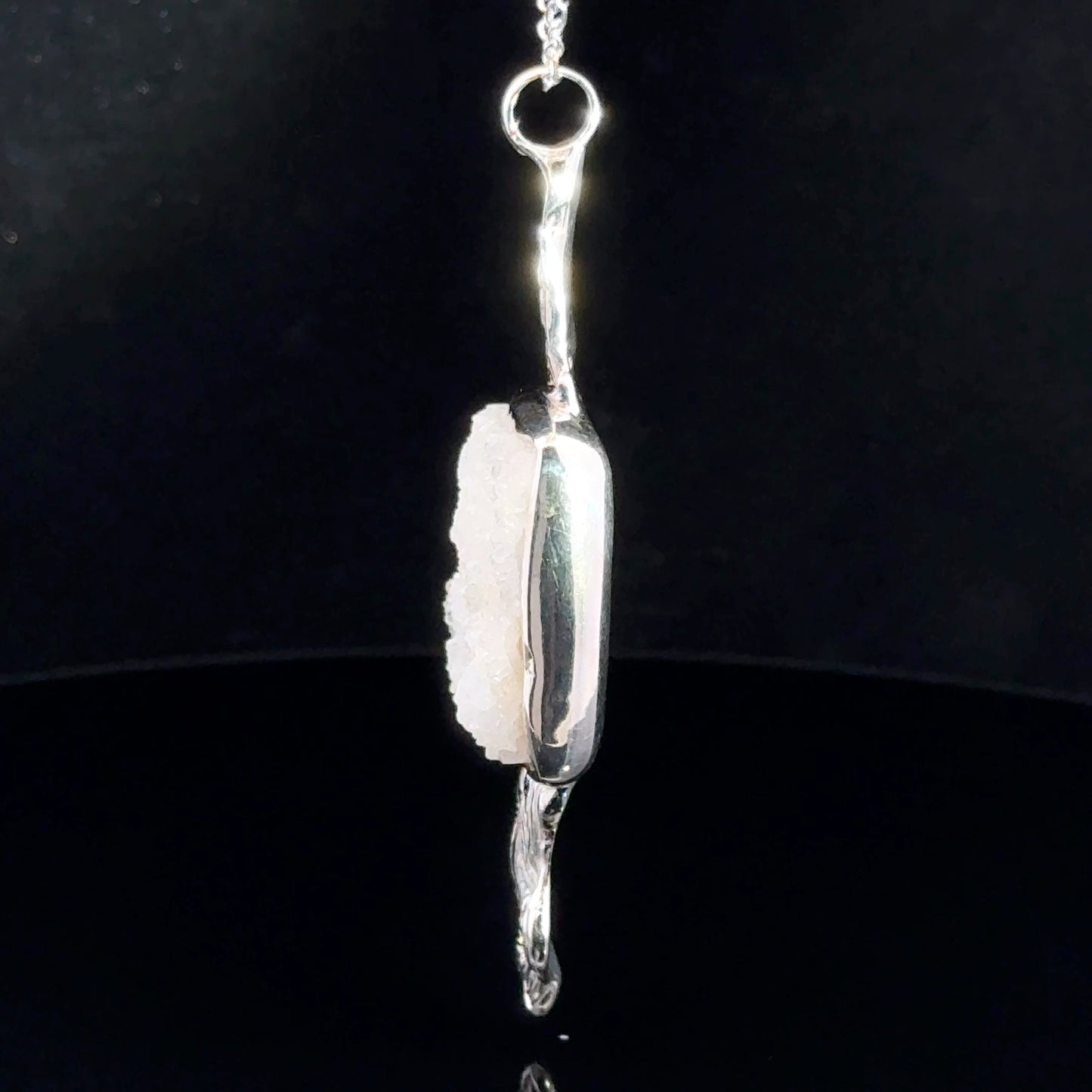White Druzy Quartz Freeform Pendant