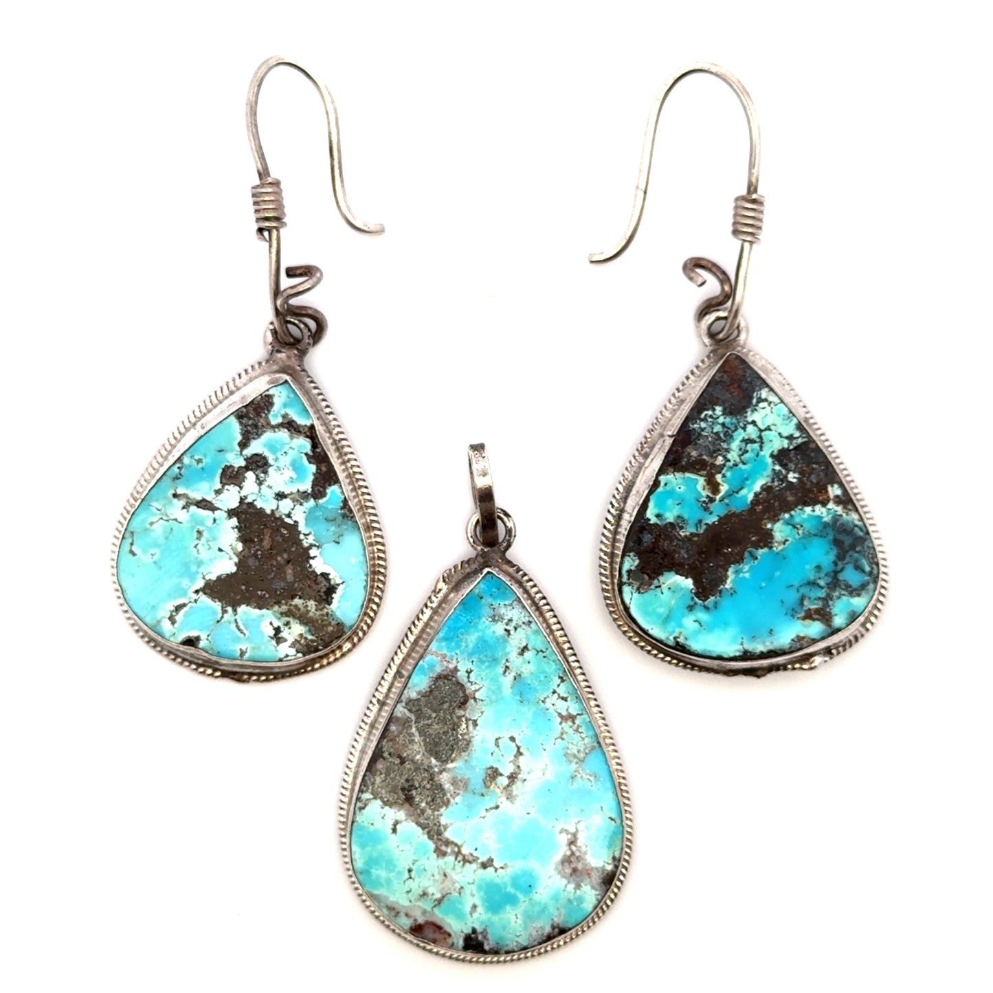 Persian Turquoise Earrings And Pendant