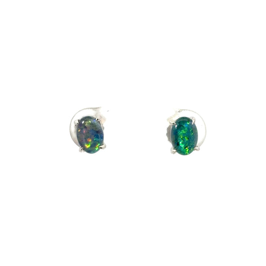 Australian Triplet Diamond Shaped Opal Earrings – Elegant Handcrafted Gemstone Jewelry