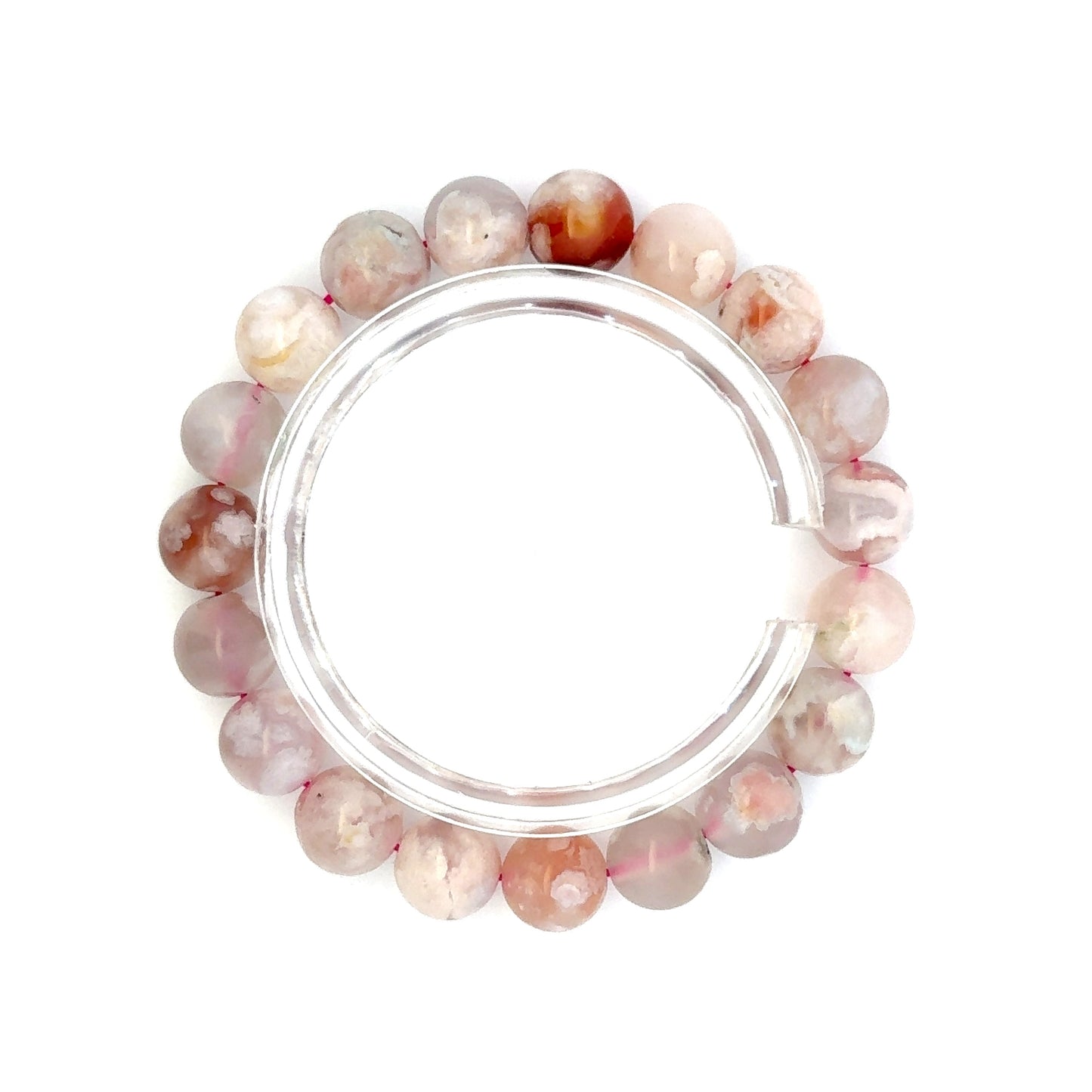 Sakura Agate Bracelet – Natural Pink & White Gemstone Jewelry