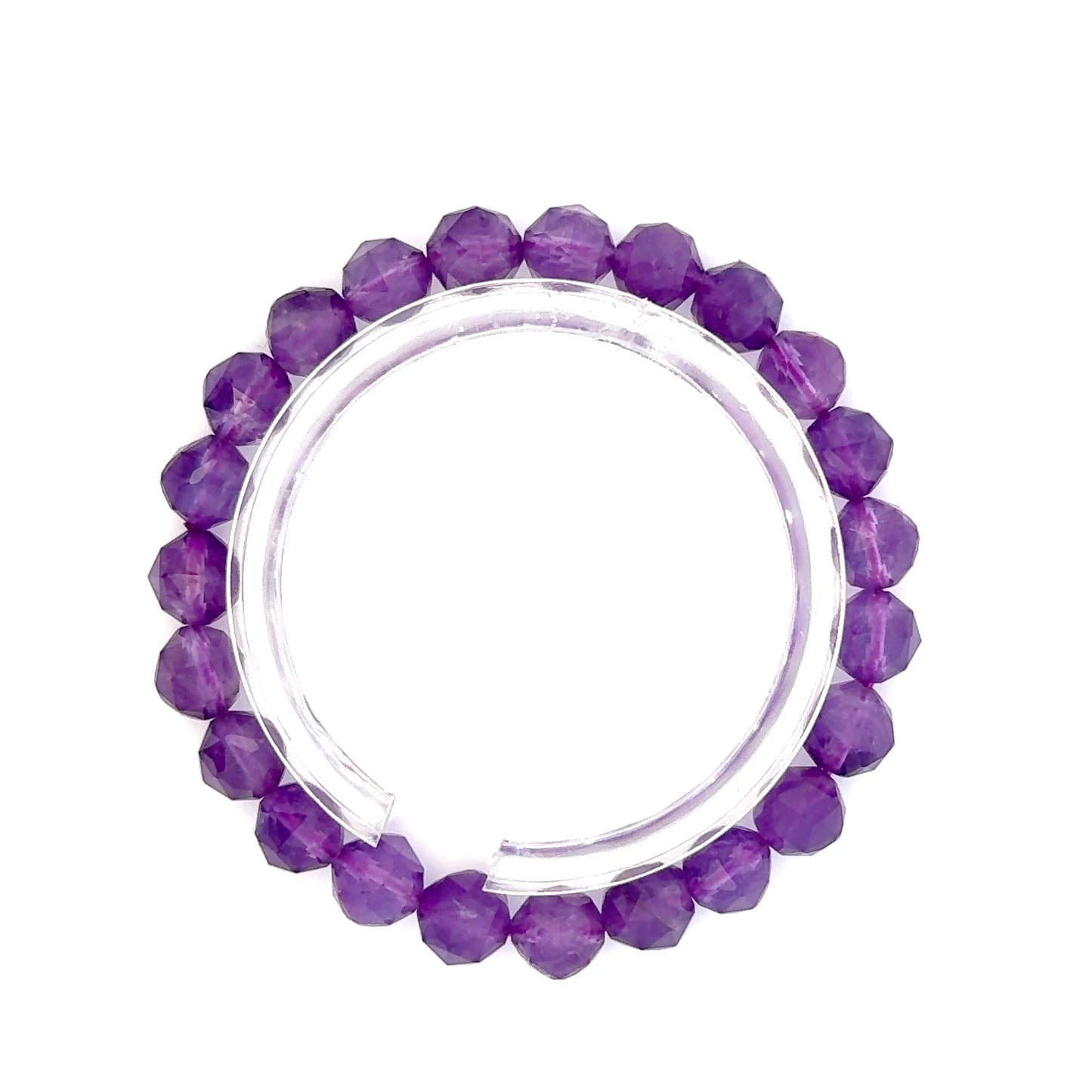 Diamond-Cut Amethyst Beaded Bracelet – Natural Gemstone Accessory