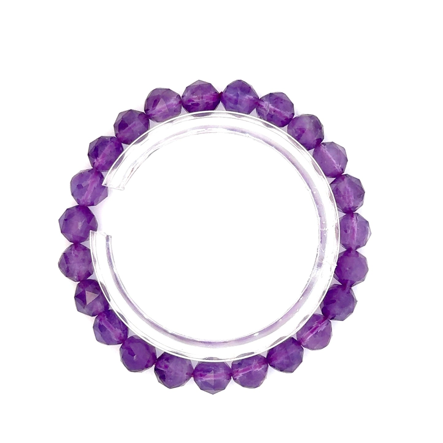 Diamond-Cut Amethyst Beaded Bracelet – Natural Gemstone Accessory