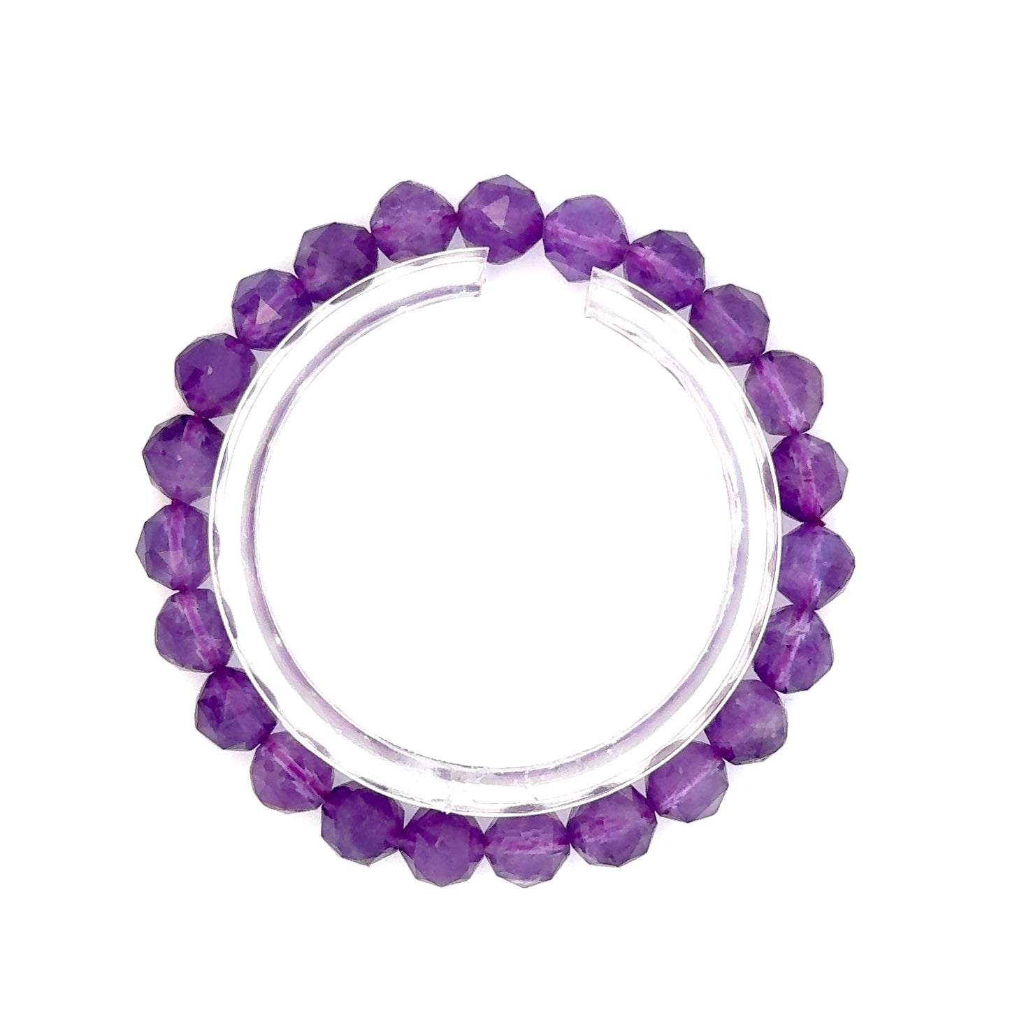 Diamond-Cut Amethyst Beaded Bracelet – Natural Gemstone Accessory