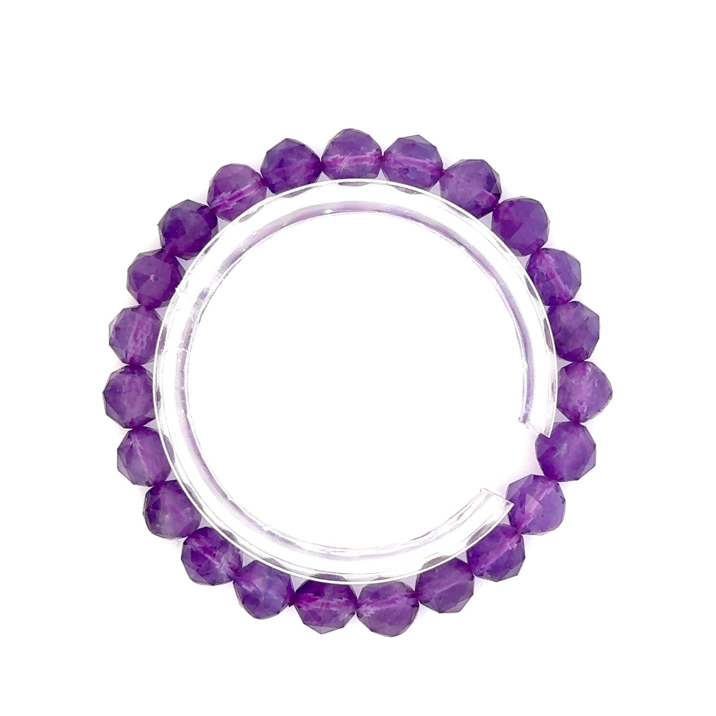Diamond-Cut Amethyst Beaded Bracelet – Natural Gemstone Accessory