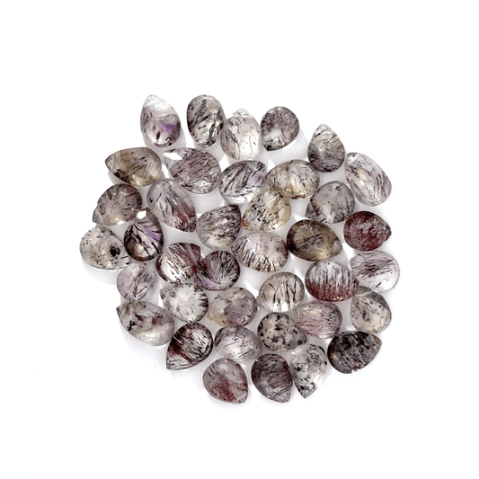 Super Seven / Sacred Seven Pear Shape Faceted Side Drilled Beads