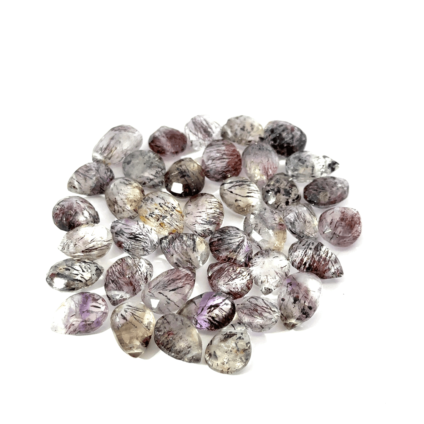Super Seven / Sacred Seven Pear Shape Faceted Side Drilled Beads