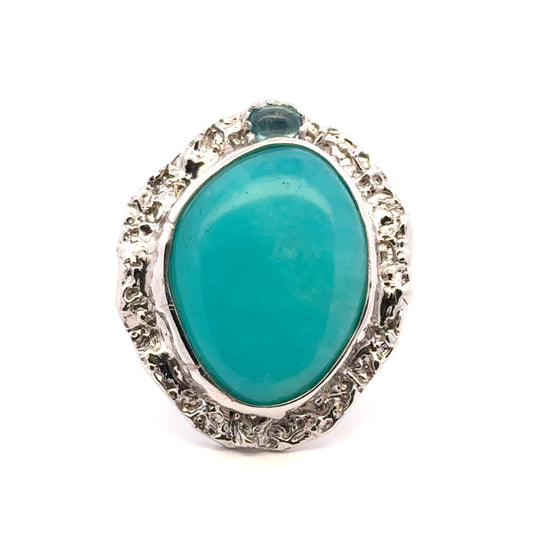 Amazonite AAA Sterling Silver 925 Ring with Apatite