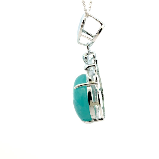 AAAA Amazonite Peruvian 925 Sterling Silver Crown Pendant– Simple & Elegant Gemstone Jewelry