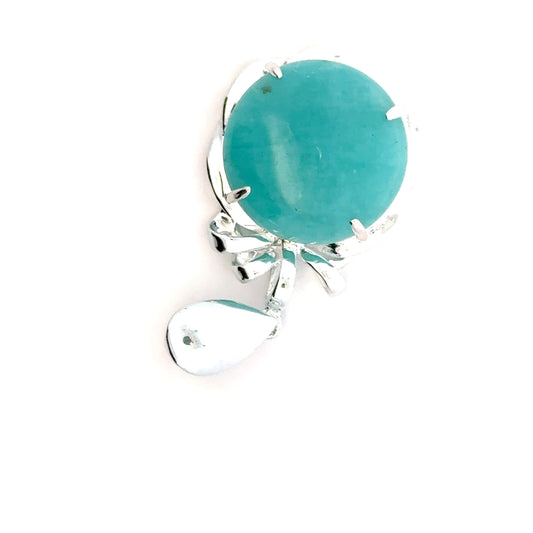 AAAA Amazonite Pendant – Unique Sterling Silver Jewelry with Round Amazonite Stone