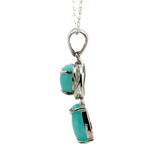 Peruvian AAAA Amazonite Pendant – 925 Sterling Silver with Pearl & Round Stones