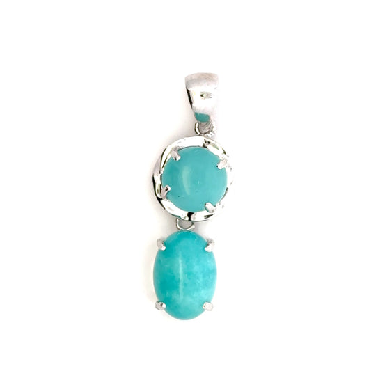 AAAA Amazonite Peruvian Pendant – Unique 925 Silver Pendant Featuring Round and Oval Stone