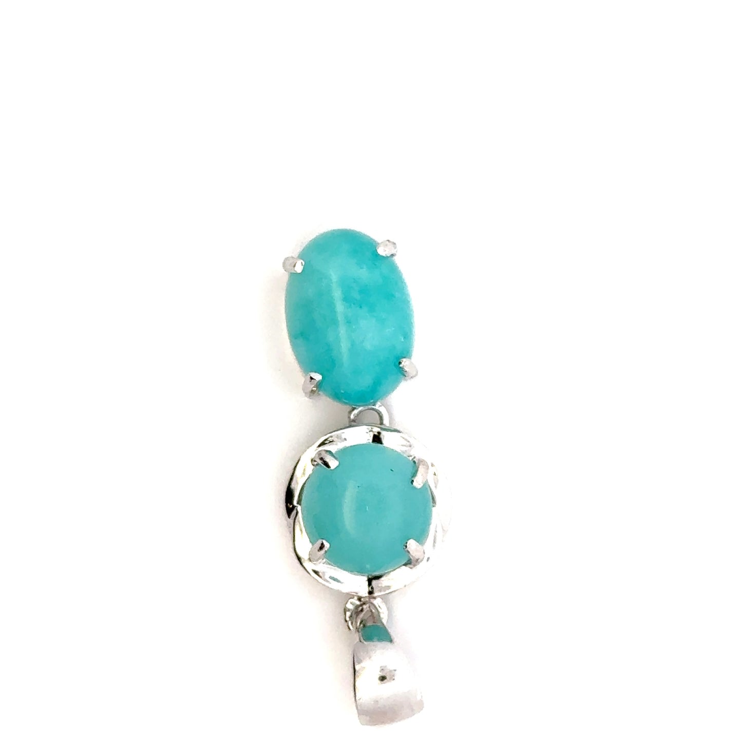 AAAA Amazonite Peruvian Pendant – Unique 925 Silver Pendant Featuring Round and Oval Stone
