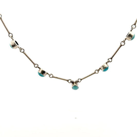 Natural Persian Turquoise Necklace – Elegant Handmade 925 Sterling Silver Jewelry