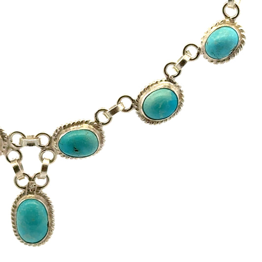 Exclusive Handmade Persian Natural Turquoise Necklace – Elegant Handmade 925 Sterling Silver Jewelry
