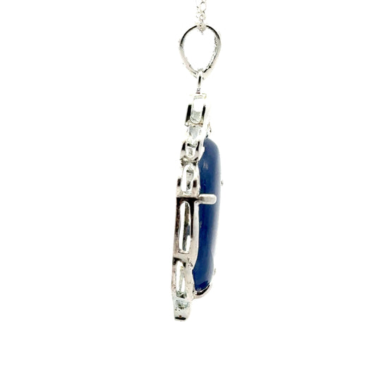 Kyanite Pendant with Crown Top – Handmade 925 Sterling Silver Design