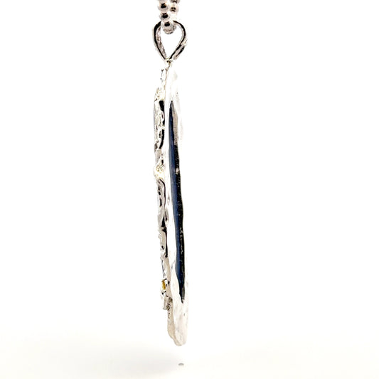 Kyanite Pendant with Three Sapphires – Handmade 925 Sterling Silver Design