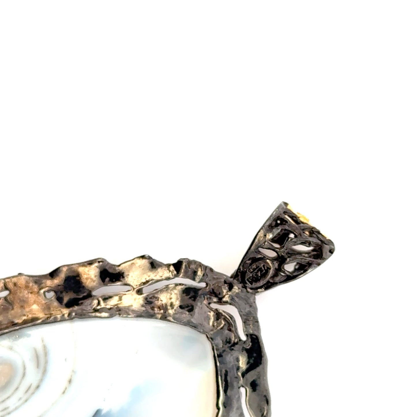 Montana Agate Pendant Sterling with 18K Gold and Black Rhodium Plating