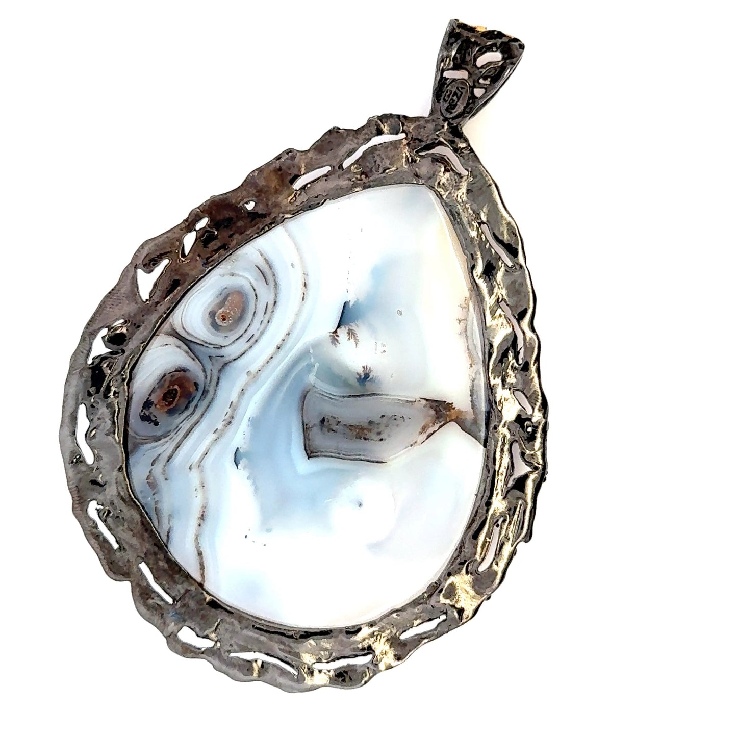 Montana Agate Pendant Sterling with 18K Gold and Black Rhodium Plating