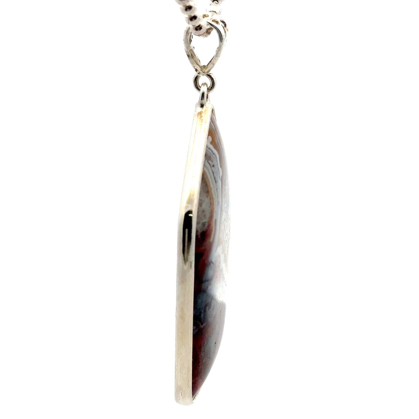 Double-Sided Mexican Crazy Lace Agate 925 Sterling Silver Pendant