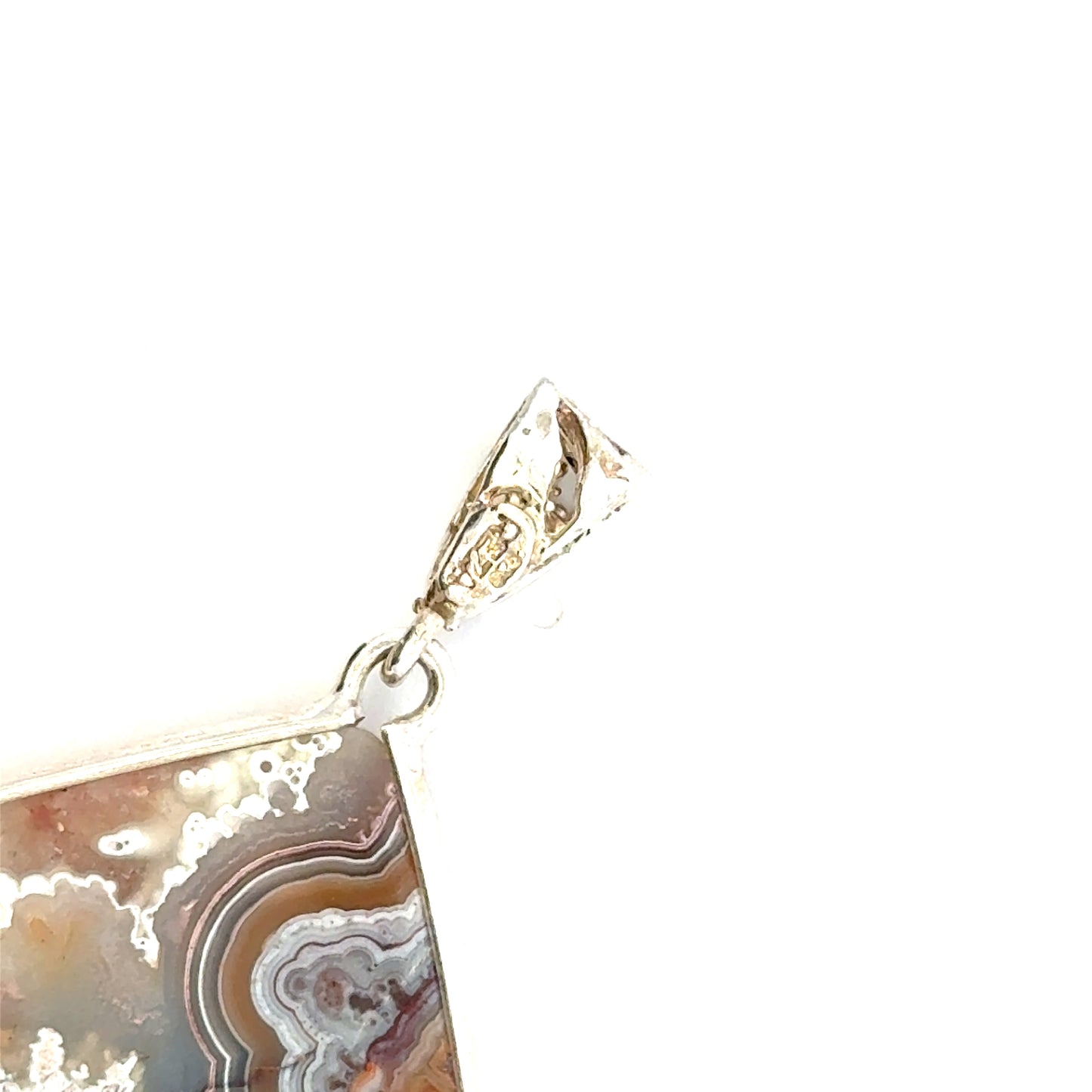 Double-Sided Mexican Crazy Lace Agate 925 Sterling Silver Pendant