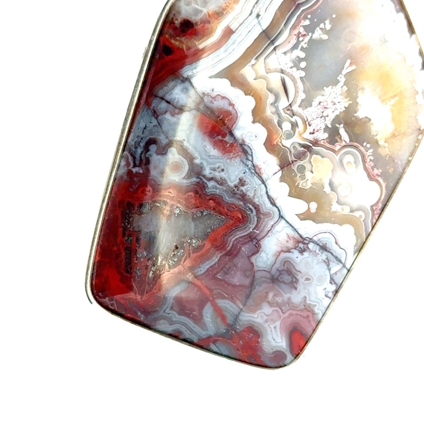 Double-Sided Mexican Crazy Lace Agate 925 Sterling Silver Pendant