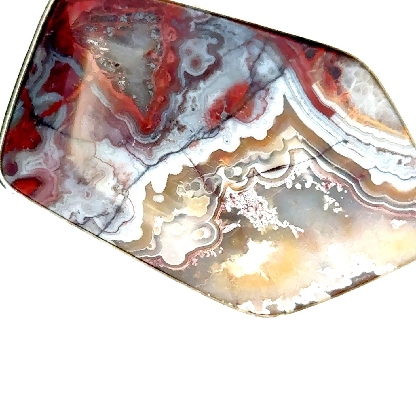 Double-Sided Mexican Crazy Lace Agate 925 Sterling Silver Pendant