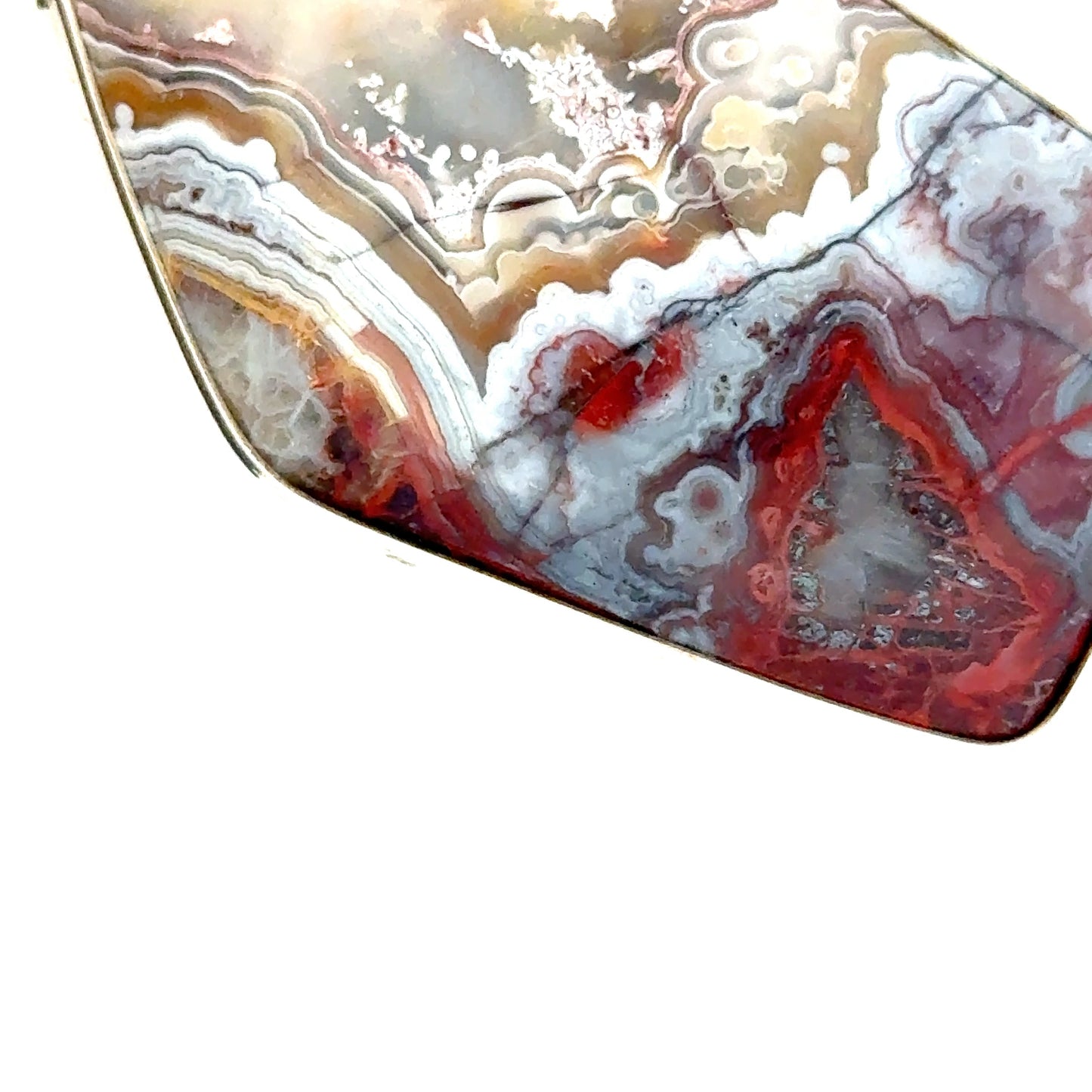 Double-Sided Mexican Crazy Lace Agate 925 Sterling Silver Pendant