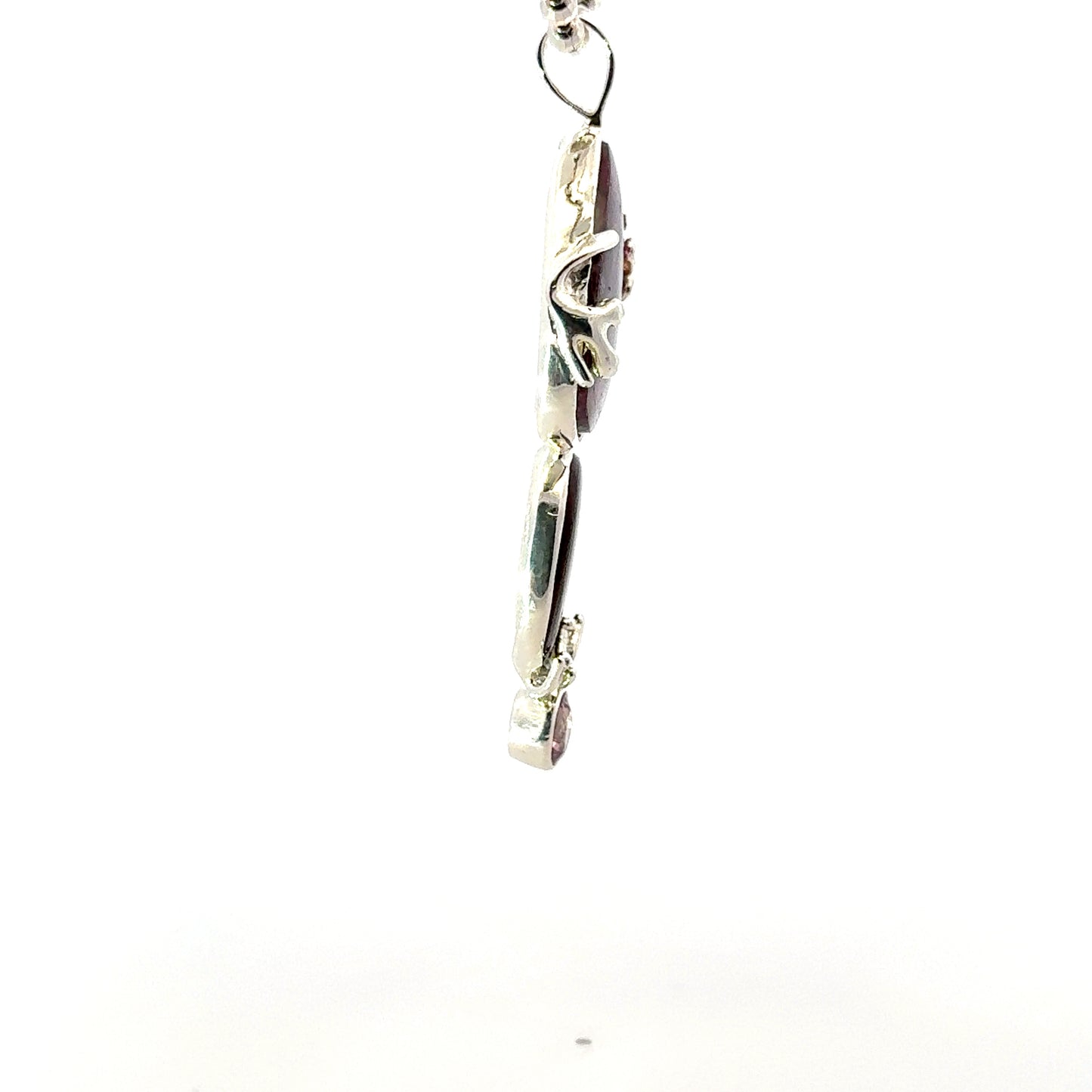 Triple Gemstone Pendant: Watermelon Tourmaline, Mexican Fire Agate & Pink Spinel