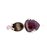 Triple Gemstone Pendant: Watermelon Tourmaline, Mexican Fire Agate & Pink Spinel