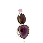Triple Gemstone Pendant: Watermelon Tourmaline, Mexican Fire Agate & Pink Spinel