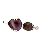 Triple Gemstone Pendant: Watermelon Tourmaline, Mexican Fire Agate & Pink Spinel
