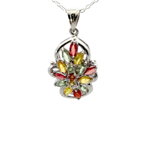 Multicolor Sapphire Pendant in 925 Sterling Silver