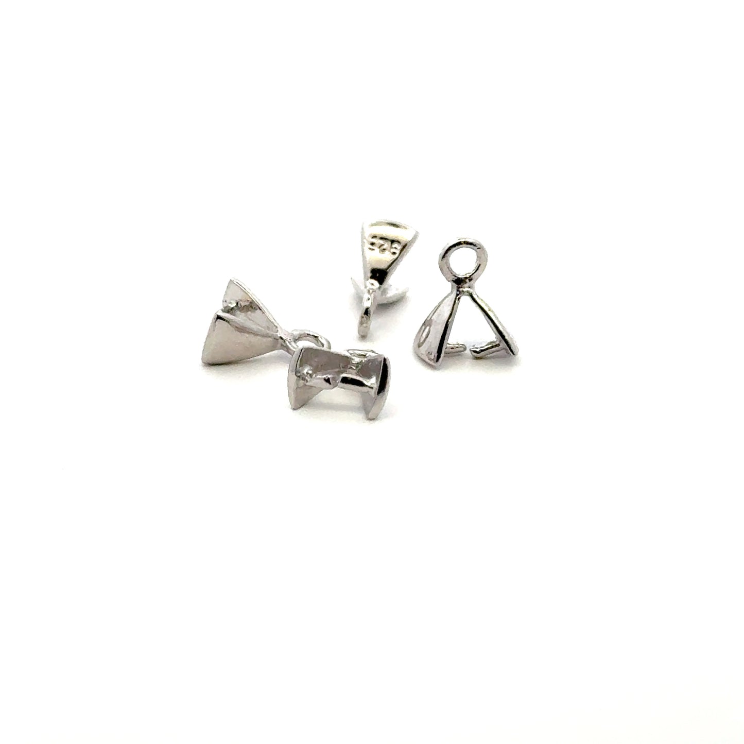 925 Sterling Silver Pack of 6 Triangle Pinch Bail