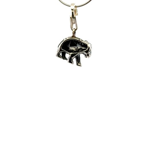 925 Sterling Silver Blanket Bear Charm with Tear-drop Lobster Clasp