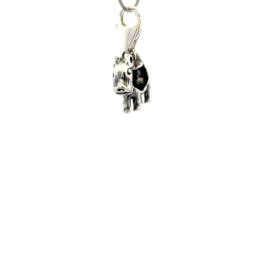 925 Sterling Silver Dog in Smooth-Collar with Tear-drop - Lobster Clasp