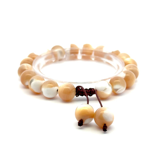 Adjustable Mother of Pearl Bracelet – Natural Iridescent Gemstone
