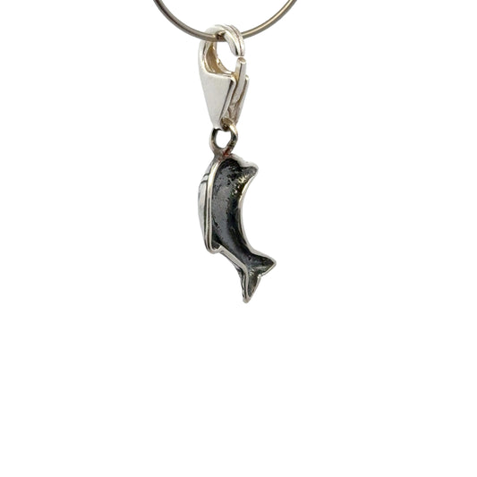 925 Sterling Silver Dolphin Charm with Tear-drop - Lobster Clasp