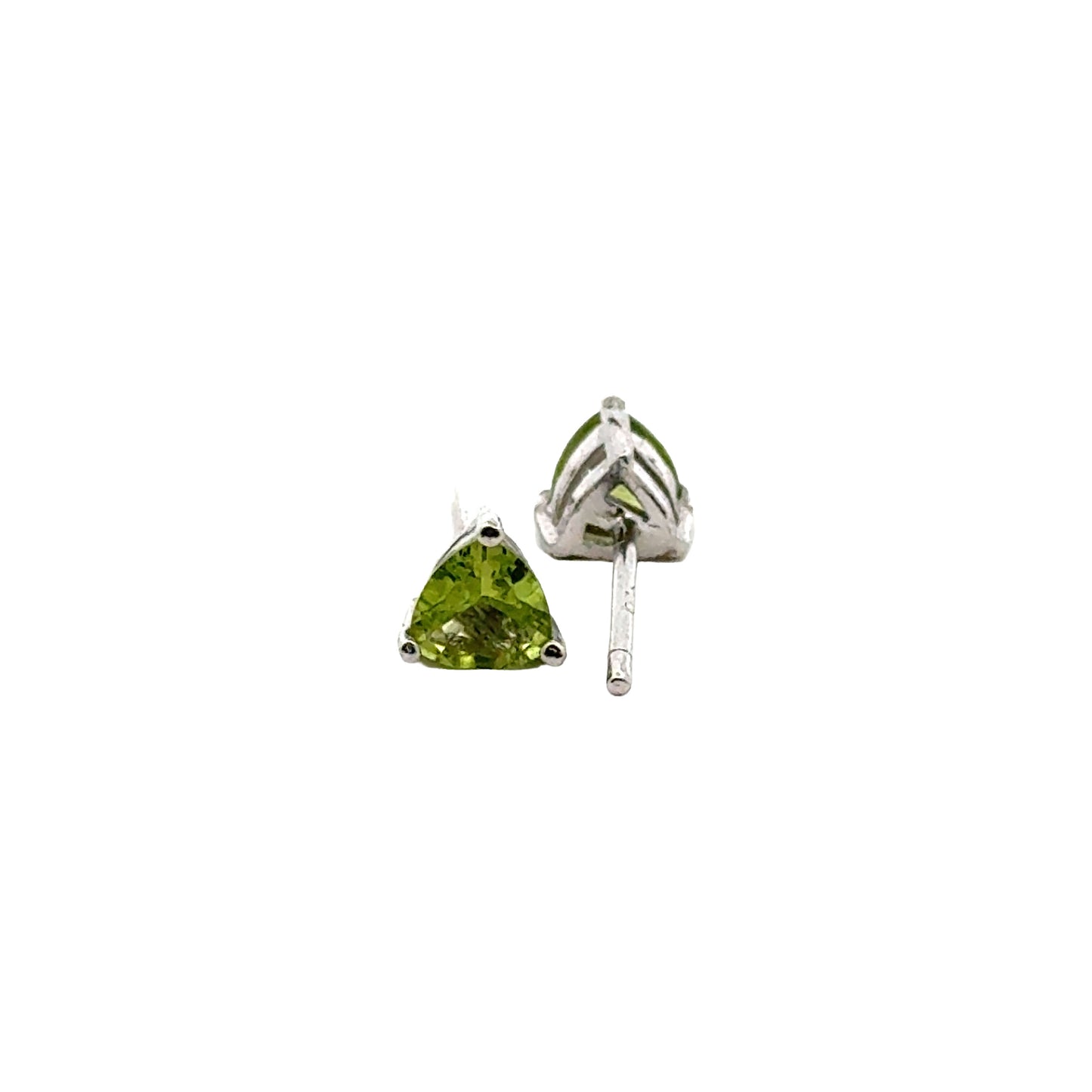 Handmade Triangle Peridot Earrings in 925 Sterling Silver - Prong Set Style