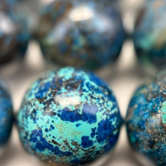 Shattuckite Polished Round Beads (Most Rare Gemstone) - (AAA Quality)
