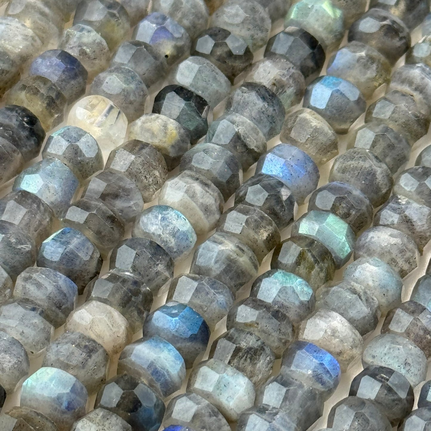 Labradorite Single Cut Faceted Rondelle Beads (High Quality) image 5
