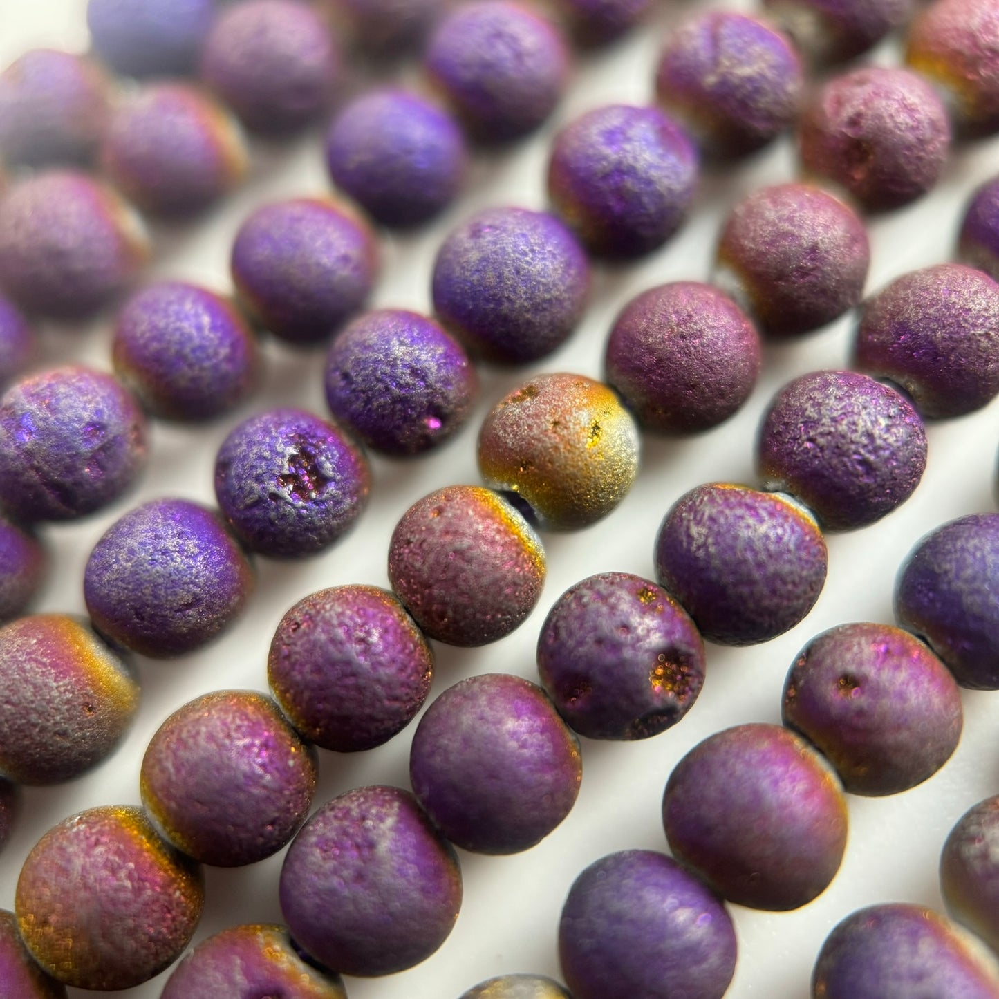 Titanium Plated Flame Druzy Quartz Round Beads image 5
