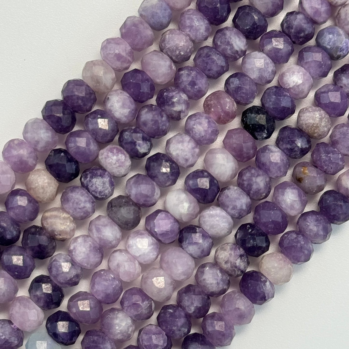 Lepidolite Faceted Rondelle Beads (A Quality) image 4