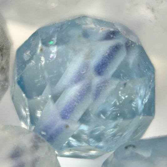 Round Shape Faceted Aquamarine Beads - (AAA Quality)
