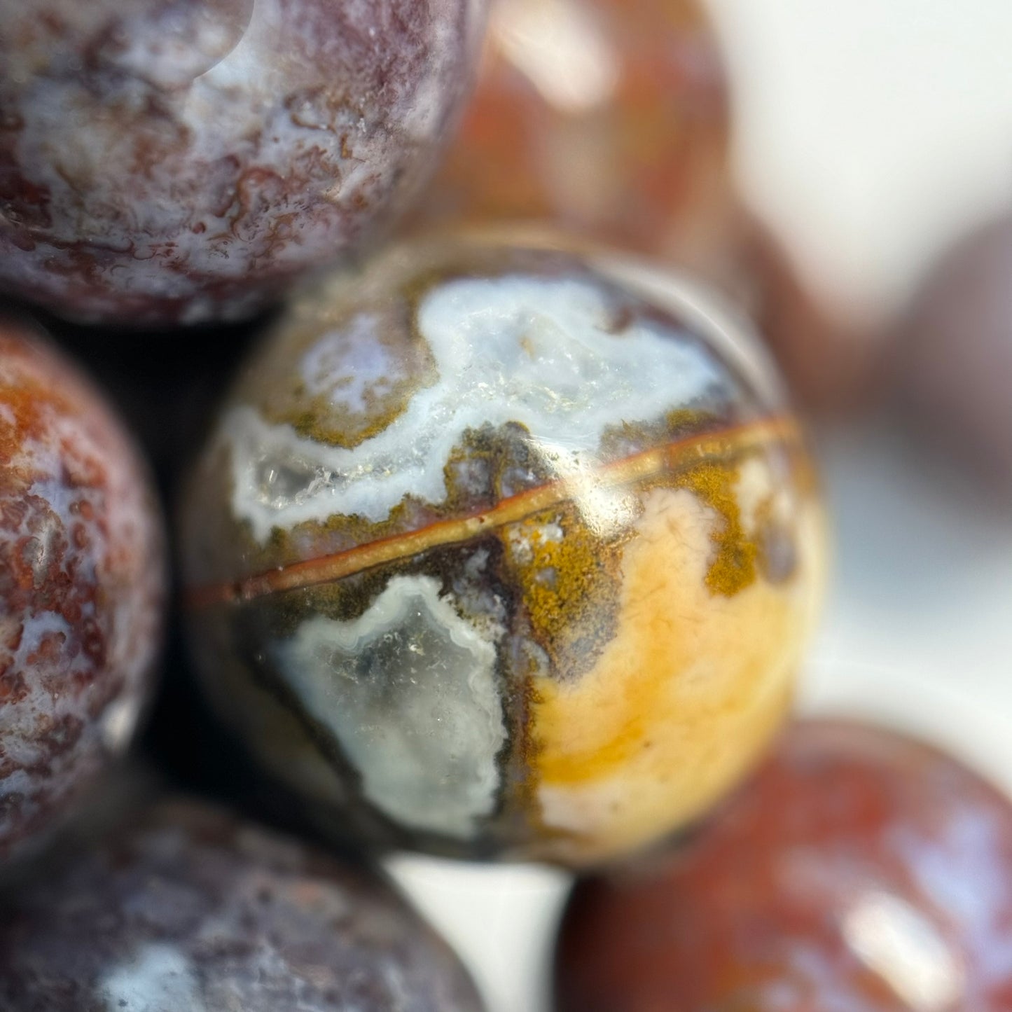 Fancy Red Agate Polished Round Beads image 2