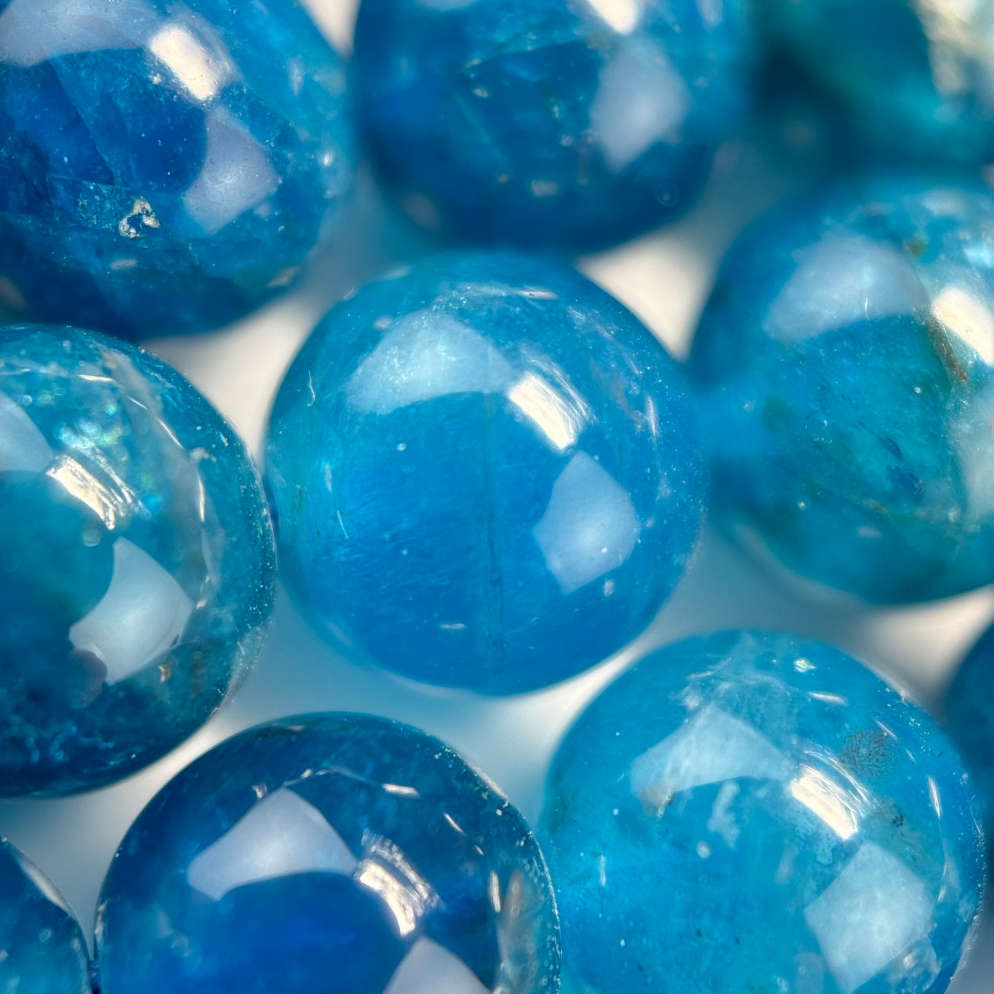 Blue Apatite AAA Polished Round Beads image 5